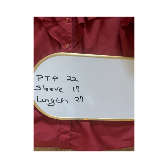 Peasant CottageCore prairie ruffles crimson snap front blouse - Picture 6 of 6